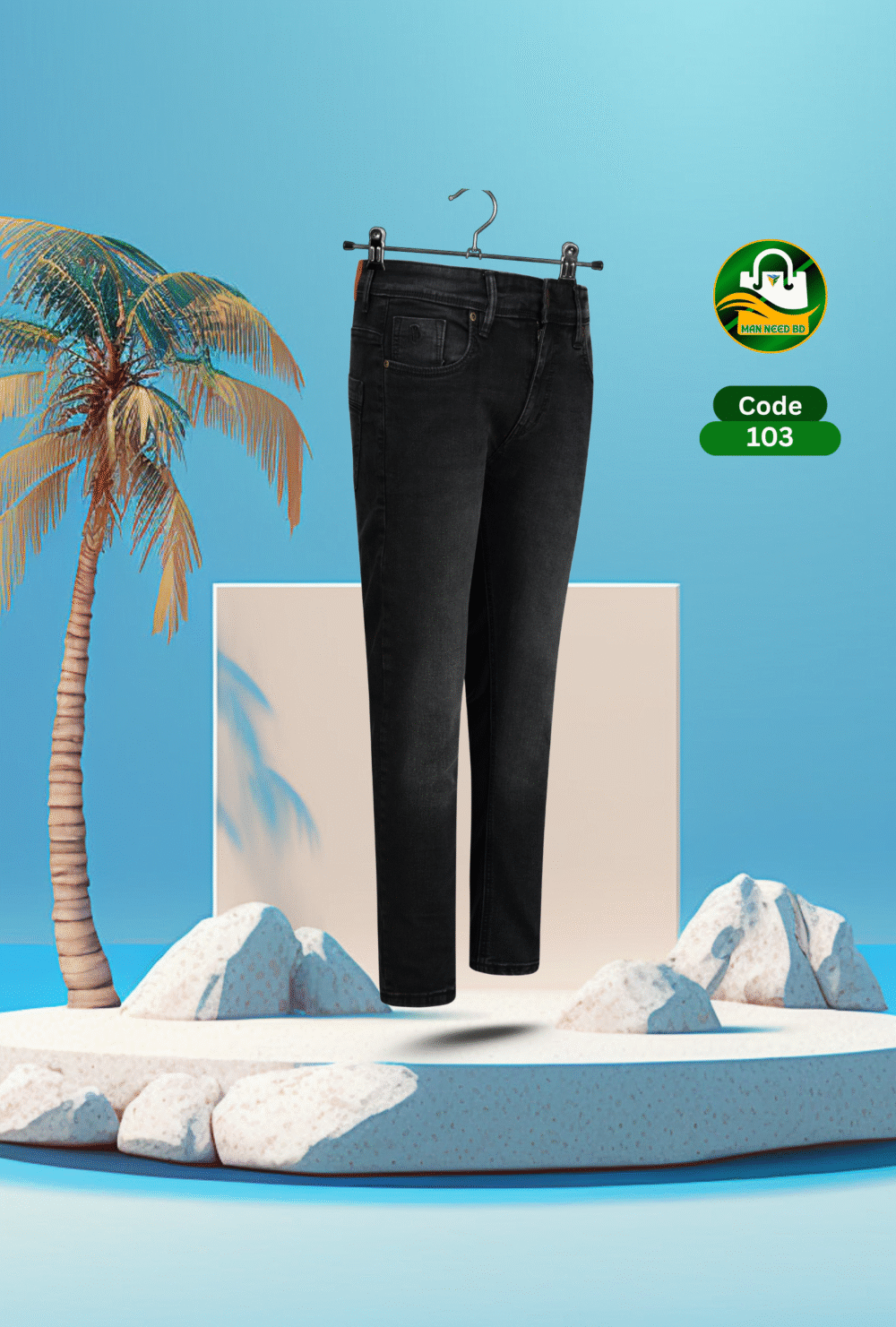 Woodland Premium Jet Black Stretch Cotton Pants for Men